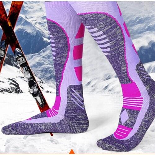 2020 new winter long tube ski socks hiking hiking socks thickening height men and women towel bottom Over the knee snow socks