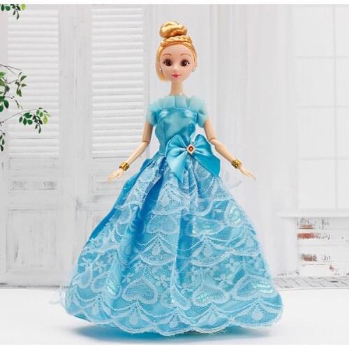 11.5" Doll Clothes Fashion Blue Bowknot Lace Wedding Dress for Barbie Clothes Princess Gown Outfit 1/6 BJD Dollhouse Accessories