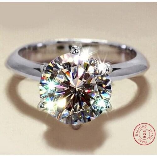 Original S925 Rings For Women Silver Wedding Ring Bridal Jewelry Round Stone Engagement Party Bijoux Femme Drop Shipping