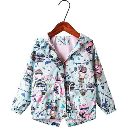Autumn 2019 Girls Jackets Children Outerwear Hooded Girls Coats Casual Windbreaker For Girls graffiti Raincoat Kids Clothes