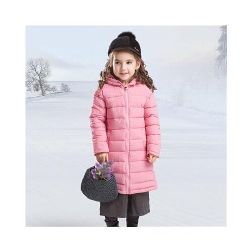 4 to 13year Girls Coats cotton-padded warm outerwears winter long pattern solid color hoodies children jackets kids clothes
