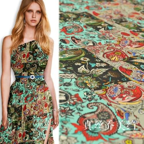 Featured printing crepe fabric 13mm 137cm wide silk fabric natural silk cloth dress womens spring and summer new anti-wrinkle