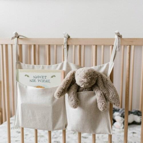 1Pcs Cotton Baby Crib Hanging Storage Bag Baby Cot Bed Brand baby Bed Organizer Toy Diaper Pocket for cc Bedding