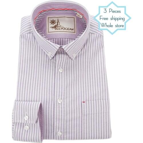 DEEPOCEAN Washed Oxford shirt male youth Korean style slim casual long-sleeved ironless shirt