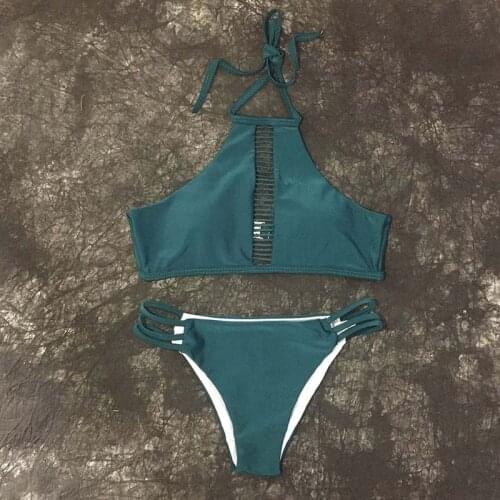 Sexy Bikini Swimsuit 2020 Swimwear Women Swimming Suit Strap Biquini Push Up Femme Halter Bikinis Set Lace Up String Beachwear