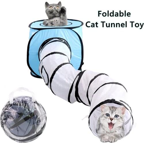 Cats Foldable Tunnel Toy Cat S Shape Drill Barrel Kitty Training Interactive Tent Indoor Outdoor Pet Toys 3 Holes Cat Tunnel