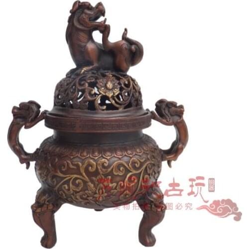 Special offer boutique Bronze Lion censer aromatherapy furnace Ming Xuande furnace home feng shui ornaments incense crafts