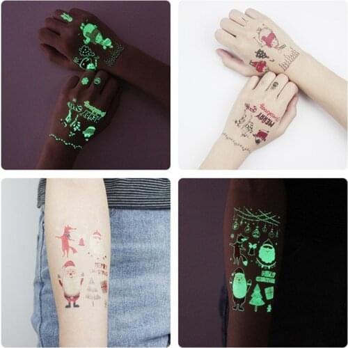 Luminous Tattoos Glow In The Dark Childrens Temporary Tattoos Kids Christmas Fluorescent Waterproof Cute Stickers New