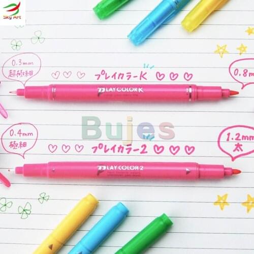 Tombow Play Colour 2 Twin Tip Aqueous Sign Pen Choice From 36 Colours WS-TP, 0.4/1.2mm, polyester fiber and resin,Art supplies