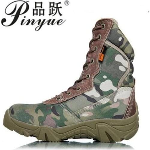 Outdoor Autumn Winter waterproof Army Men Ankle Desert Botas Tactical Military Combat High Tall Boots Sport Travel Hiking Shoes