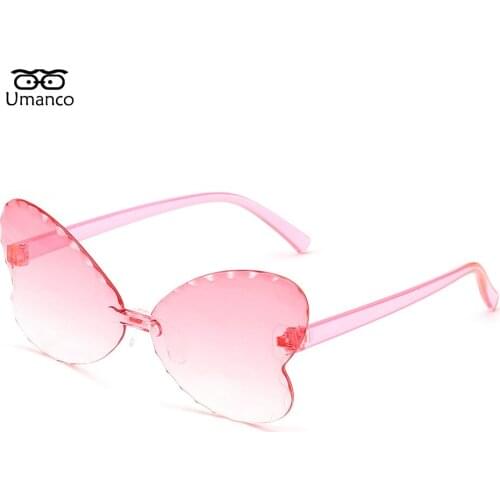 Umanco Fashion Children Sunglasses Rimeless Gradient Butterfly Kids Glasses PC Frame AC Lens Sun Glasses Boys Girls Eyewear