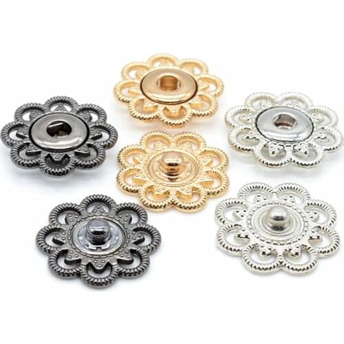 High quality Flower pattern figure 5 pairs snap botton charm for 18mm/21mm/25mm metal snaps