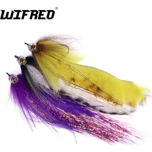 Wifreo Rainbow Zonker Streamers Saltwater Flies Fish Skull Trout Bass Fishing Fly Lure Baits 2/0