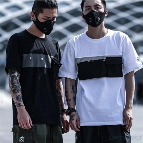 WSNHLAB Cotton t-shirt movable front pocket techwear streetwear harajuku