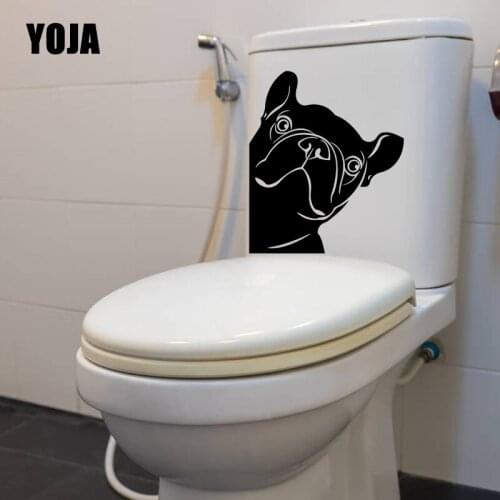 YOJA 19.9X23.4CM Funny French Bulldog Pet Dog Wall Stickers Home Decor Toilet Decal T5-1487