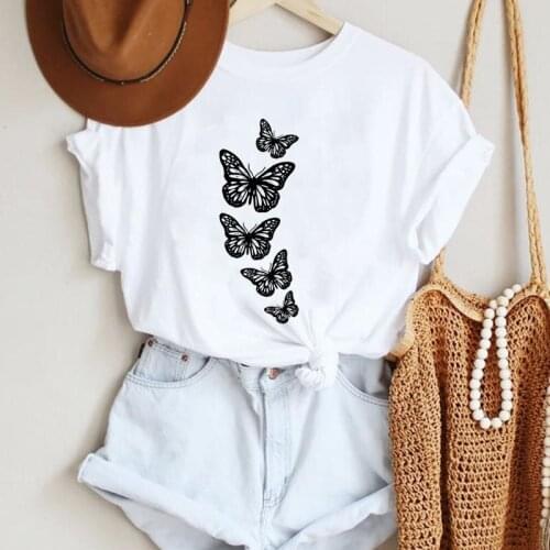 Women Cartoon Butterfly 90s Cute Lovely Sexy Style Fashion Summer Lady Print Tee Graphic T Top Female Tshirts Clothes T-Shirt