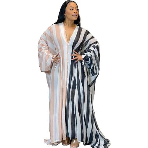 Womens Fashion Classic Design African Clothing Dashiki Abaya Chiffon Fabrics Loose Long Dress Free Size