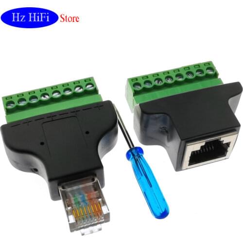 1PCS Ethernet RJ45 Female Male To Screw Terminal 8 Pin CCTV Digital DVR Adapter Connector