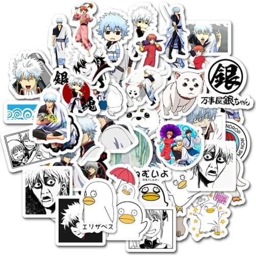 10/30/50PCS Cartoon Anime Gintama Sticker Trolley Case Bike Scooter Water Cup Waterproof Sticker Wholesale