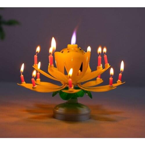 14 Candles Music Birthday Cake Candles Creative Lotus Flower Festival Decorative Music Party DIY Cake Decoration Kids Candles