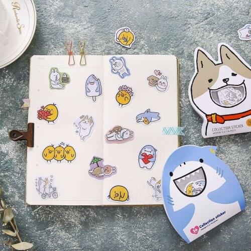 36PCS New Lovely Cartoon Animal Shark Sticker Children Stationery For DIY Albums Scrapbooking Diary Decoration Depicting