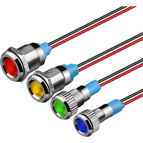 6mm Metal LED Indicator light waterproof Signal lamp 6V 12V 24V 220v red /yellow/ blue/ green /white