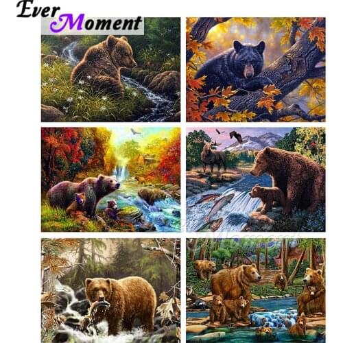Ever Moment Diamond Painting Bear Scenic Full Square Resin Drill Handmade Embroidery Art DIY Gift Kit Wall Decoration ASF2153