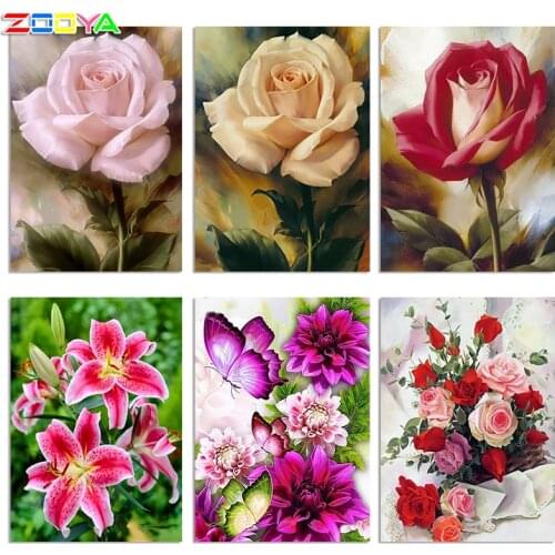 Diamond Painting Rose Flower Diamond Cross Stitch Square Diamond Sets Unfinished Full Diamond Embroidery Home Decoration AJ683
