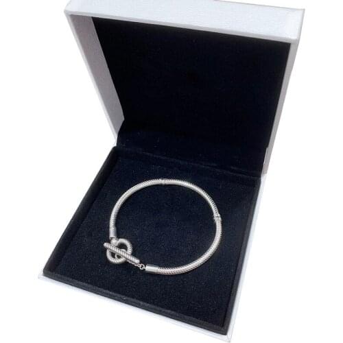 Pan, the new 925 silver Moments T buckle snake chain bracelet with bone temperament of modern classic thread silver gift