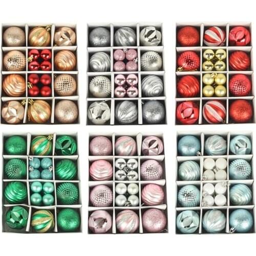 E56C 26Pcs Christmals Balls Ornaments Multicolor Assorted Shatterproof Shiny Glitter Hanging Pendant Xmas Tree Wedding Festival