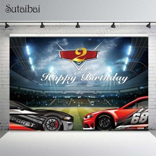 Sports Car Racing Photography Backdrop 2nd Birthday Party Photo Background Baby Child Kid Customized Poster Photophone Photocall