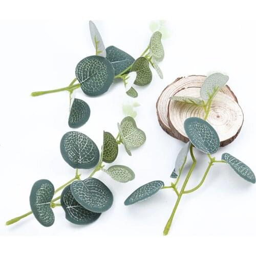 6pcs Artificial plants for wedding home decoration bridal accessories clearance fake leaf flowers wreaths silk Eucalyptus leaves
