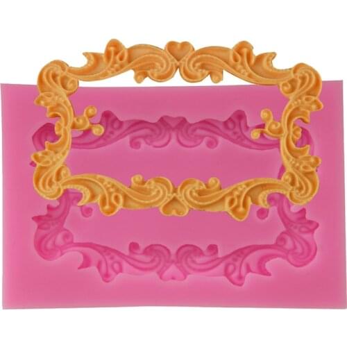 Classical Totem Mirror Border Mold Silicone Bake Fondant Moulds Cupcake Soap Chocolate Decoration Baking Tool FQ3427