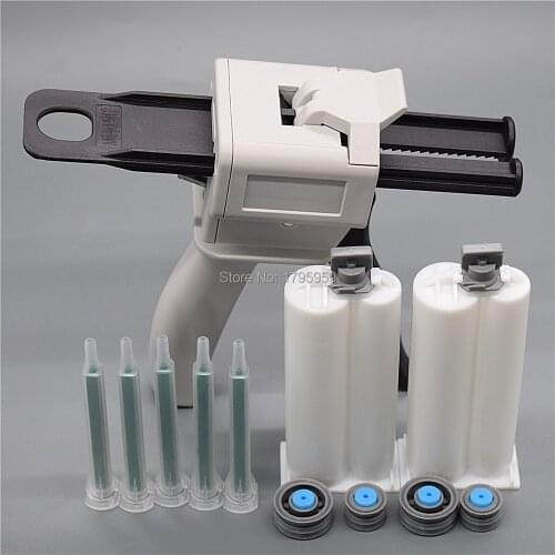 50ml 1:2 AB Glue Gun Applicator Glue Adhensive Caulking Gun 5pc Static Mixing Nozzle 2pcs 50ml 1:2 Empty Dual-Barrel Cartridge
