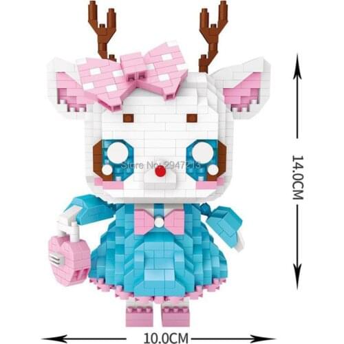 Hot Lepining creators classic Anime cartoon Fawn deer animal figure model mini micro diamond building block bricks toys for gift