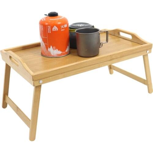 Mini Table Bamboo Bed Breakfast Folding Tray-Laptop Desk Great for Dinner, Tea, TV & Snack Tray
