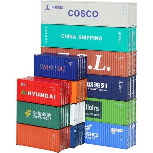 Container Model HO Scale 1:87 20ft and 40ft Shipping Containers Train Freight Car Railway Modeling Layout Railway Diorama