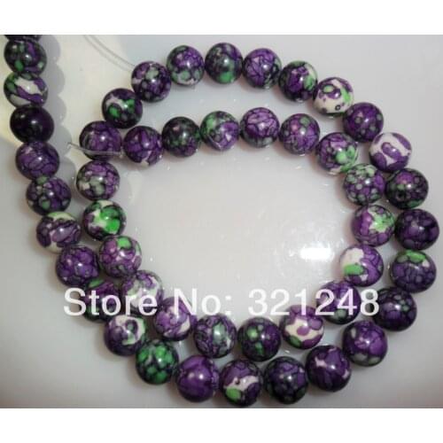 Fashion jewelry DIY handmade beads 6mm purple Rain Flower Stone calaite turquoises fashion women diy jewelry finding 15inch FR45