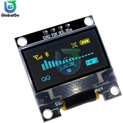 0.96 inch IIC Serial Yellow Blue OLED Display Module 128X64 I2C SSD1306 12864 LCD Screen Board GND VCC SCL SDA 0.96" for Arduino