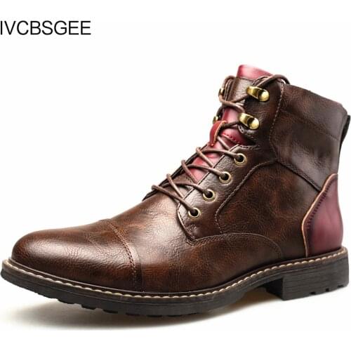 Men Leather Boots British Royal Mens Shoes Ankle Boots Mens Winter Shoes Martins Boots