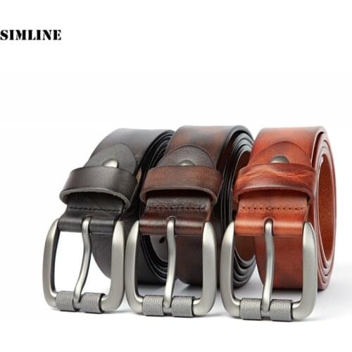 High Quality Genuine Leather Belt Men Male Pin Buckle 100% Real Cowhide Luxury Designer Man Belts Vintage Casual Strap For Jeans