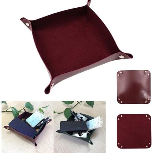 Faux Leather Small Desk Organizer Jewelry Catchall Key Phone Coin Storage Tray