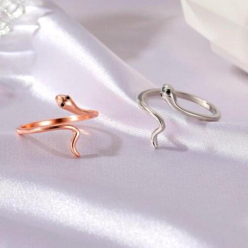 New Snake Ring Simple Resizable Rings For Women Jewelry Rose Gold Silver Color Snake Ring Jewellery Anel Anillos Aneis Bague