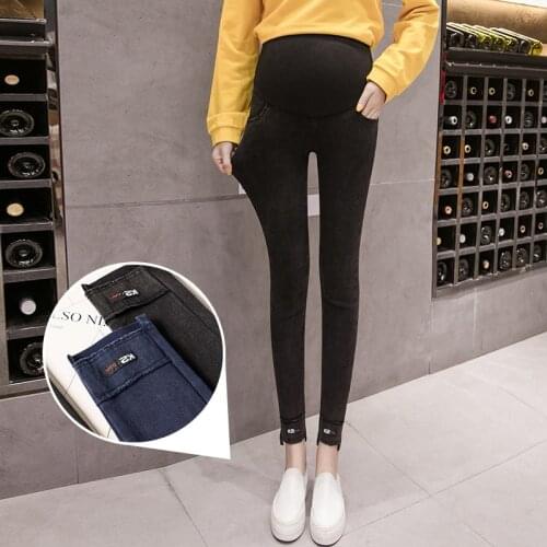 New pregnant women denim trousers pregnant women feet pants wearing leggings jeans maternity dress
