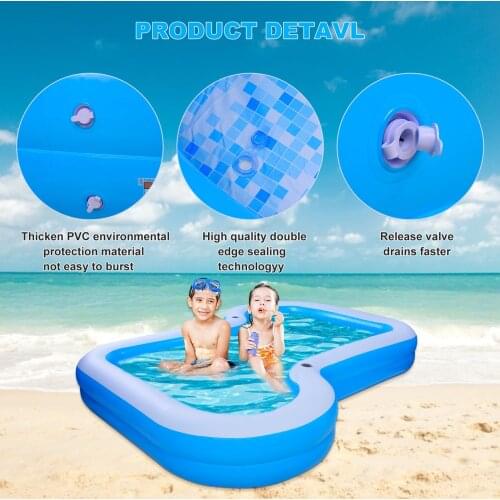 New Outdoor Inflatable Swimming Pool Child Entertainment Pool Family Lounge Pool 2-Ring Large Swimming Pool Kids Wading Pool Toy