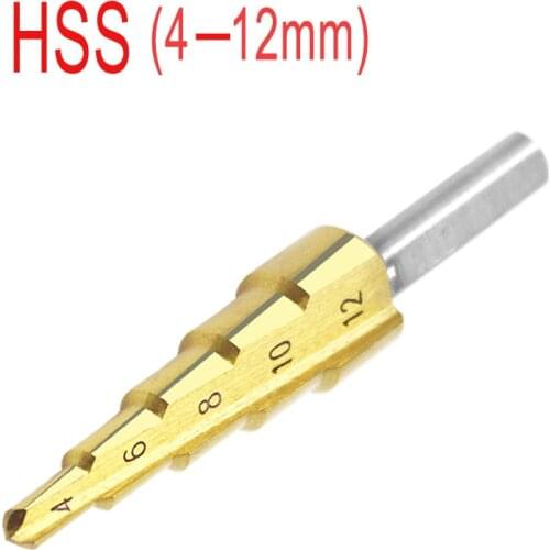 4-12mm The Pagoda Shape HSS Triangle Shank Pagoda Metal Steel Step Drill Bit Hole Cutter Cut Tool A Single Pack