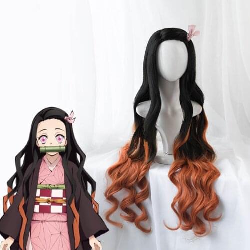 22 2021 newly Nezuko Tanjirou Kamado Wigs Demon Slayer Kimetsu no Yaiba Cosplay Wigs Zenitsu Agatsuma Golden Short Hair