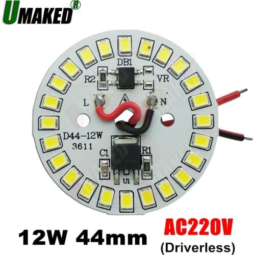 12W 44mm AC 220V pcb with integrated IC driver with 20cm wire, Driverless led bulb PCB board, Direct to AC 220V 3W 5W 7W 9W 15W