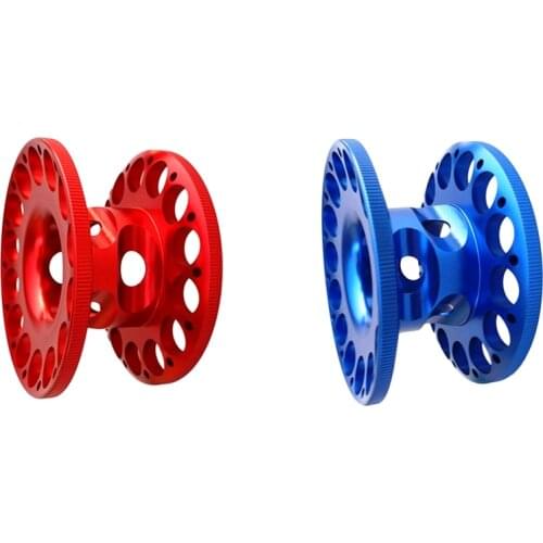 Empty Finger Reel Aluminum Alloy Wreck Scuba Diving Tech Spool Blue + Red, Pack of 2