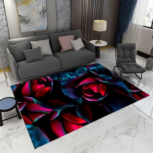 Luxury Red 3d Flower Rugs Living Room Decoration Non-slip Washable Room Floor Mat Coffee Table Carpet Sofa Rug Bedroom Mat
